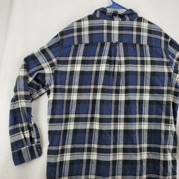 Chaps Shirt Men's Long Sleeve Flannel Button Up Collared Plaid Blue 2XL - Picture 10 of 12